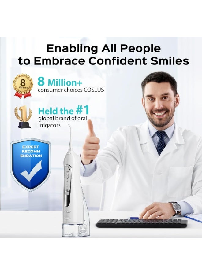 COSLUS Professional Water Flosser For Teeth Braces Gums Care, Cordless Oral Irrigador, Deep Cleaning, Rechargeable, Waterproof, BPA-Free, Portable, Home and Travel, White C20 - Image 2